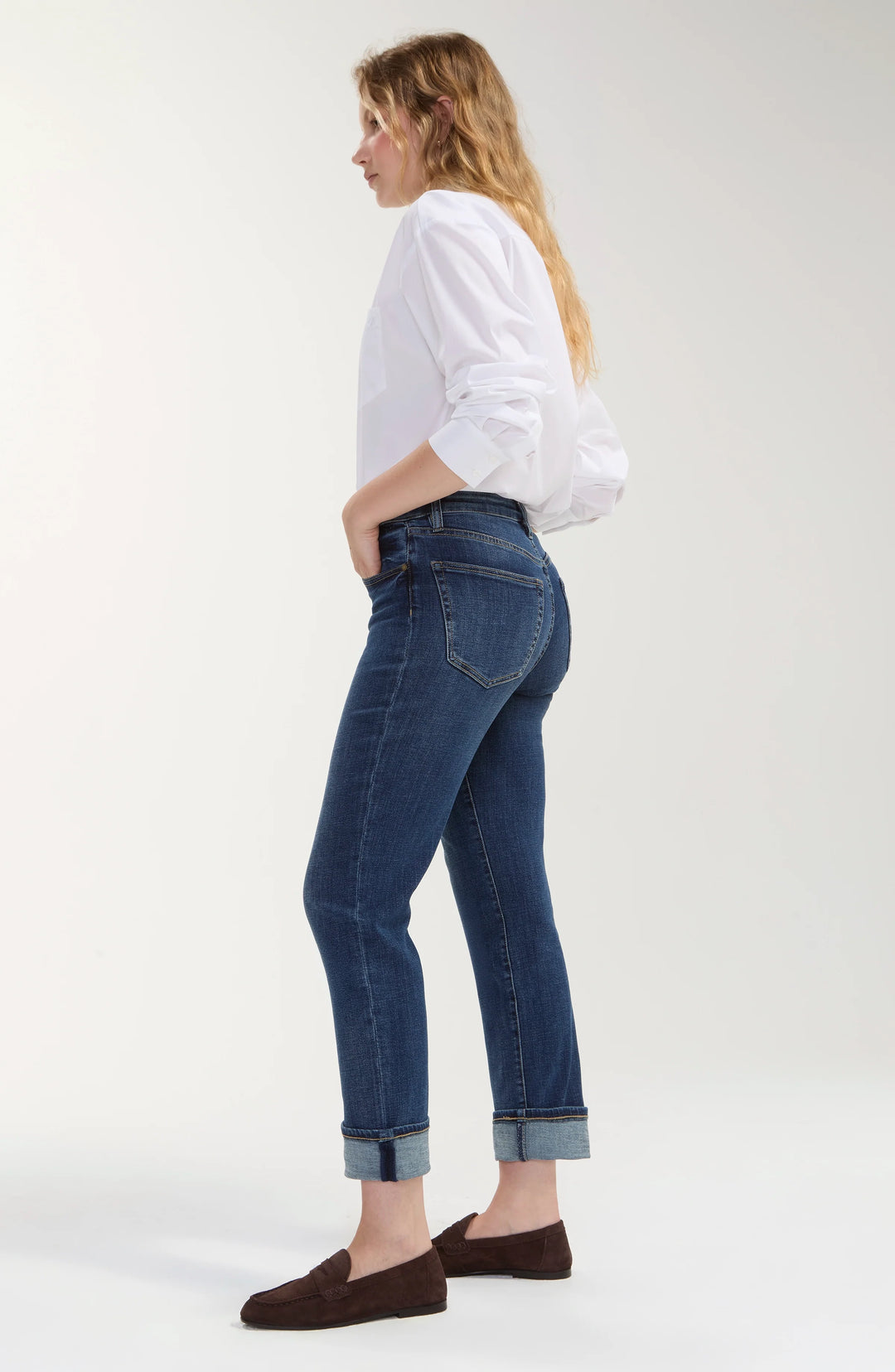 Jeans coupe droite avec ourlets aux chevilles Marley - Mélange de coton