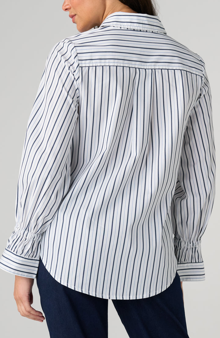 Chemise boutonnée à rayures verticales - Avec poignets élastiques ajustables