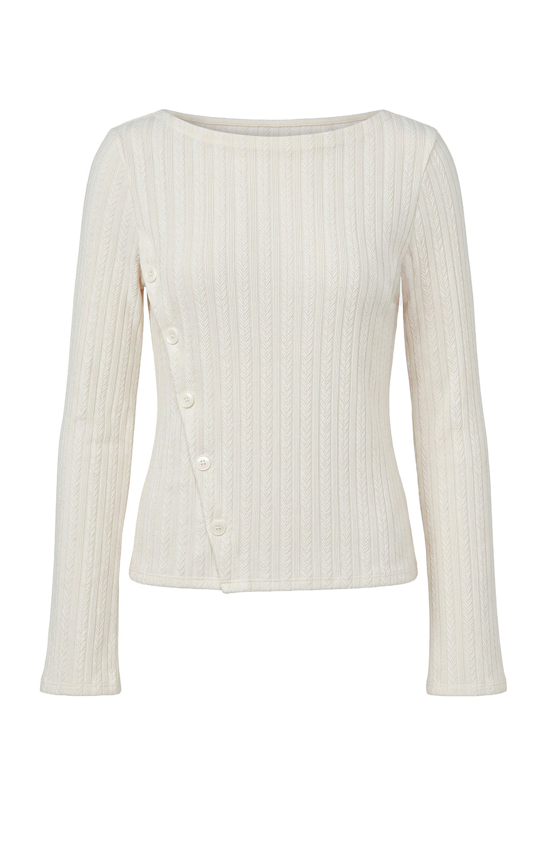 Haut en tricot à col bateau - À patte de boutonnage asymétrique