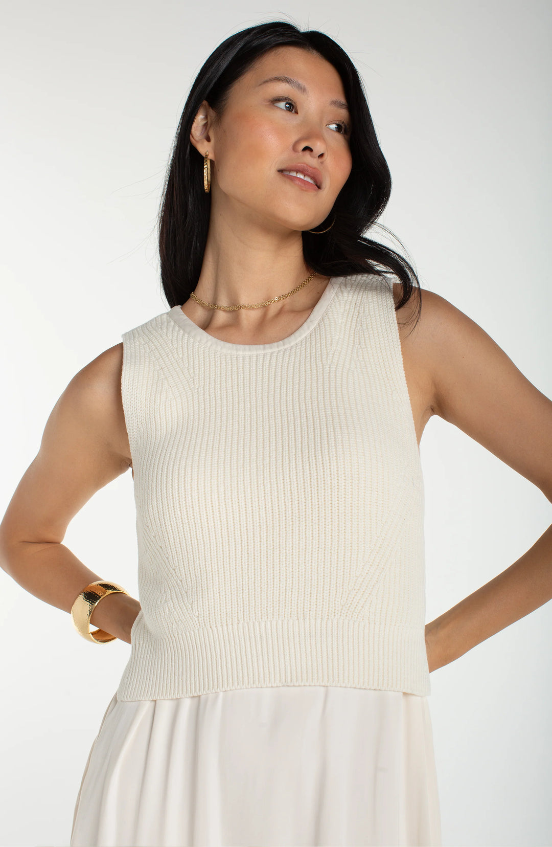 cotton blend knit sleeveless dress Women's COTTON BLEND KNIT SLEEVELESS DRESS