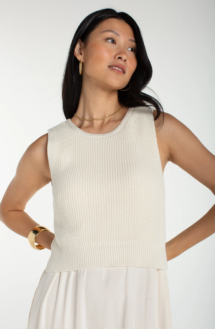 Robe en tricot mélange de coton - Sans manches à dos noué