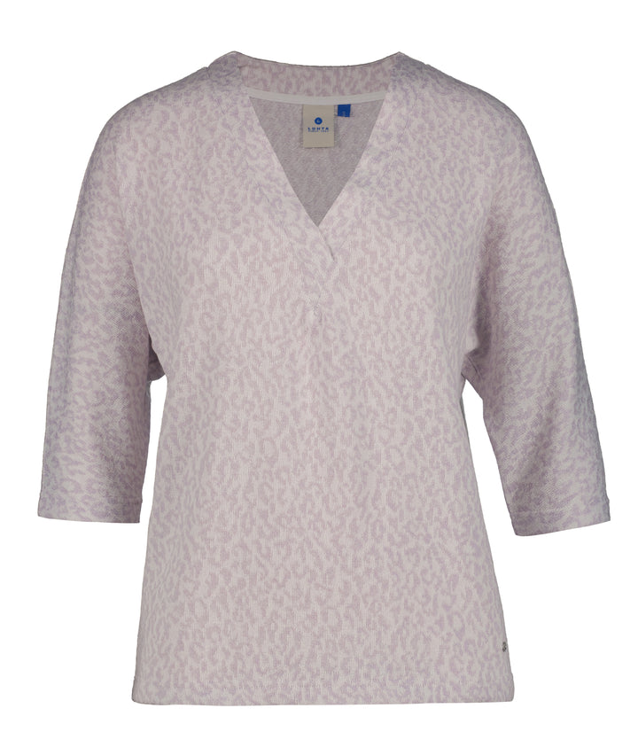 Haut à manches mi-longues Eurasaari – Texture jacquard et col en V