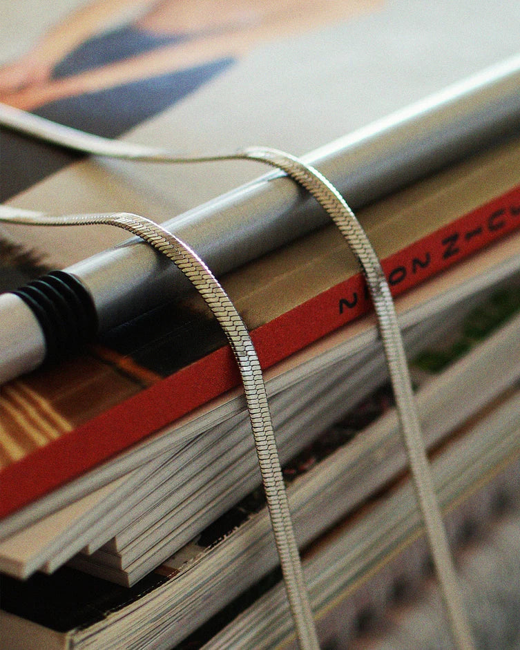 Bracelet à chaîne serpent Orvet - En acier inoxydable fini argent