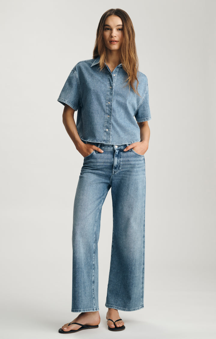 Chemise en denim à manches courtes Move - Moderne et décontractée