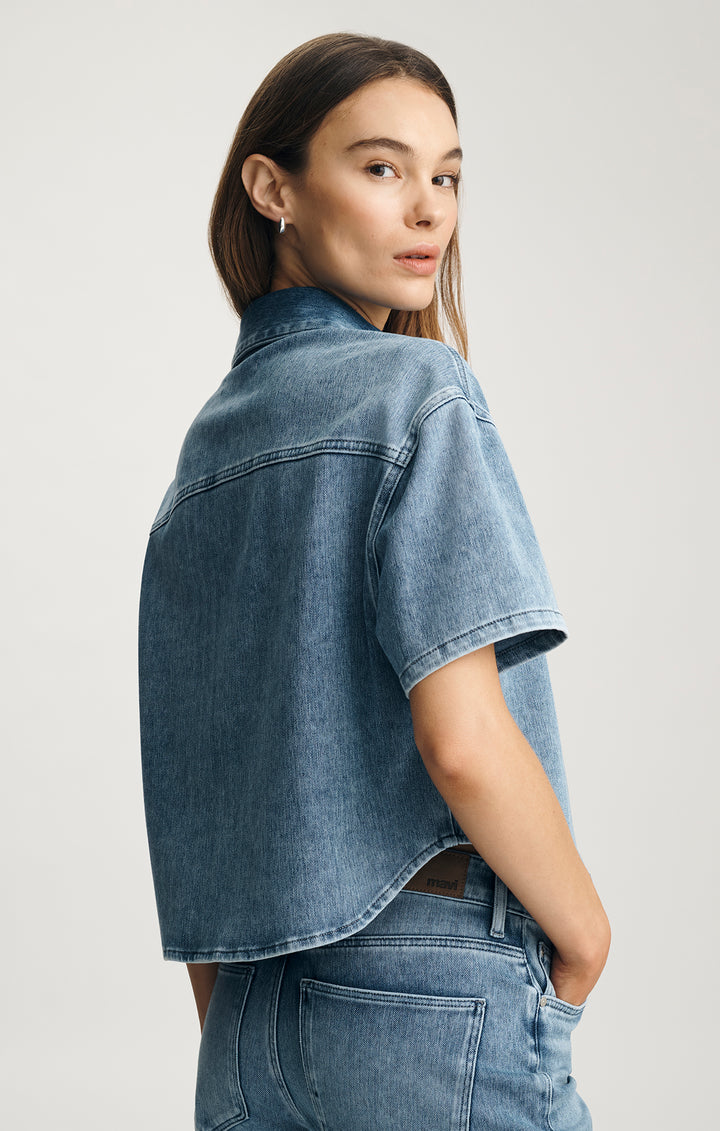 Chemise en denim à manches courtes Move - Moderne et décontractée