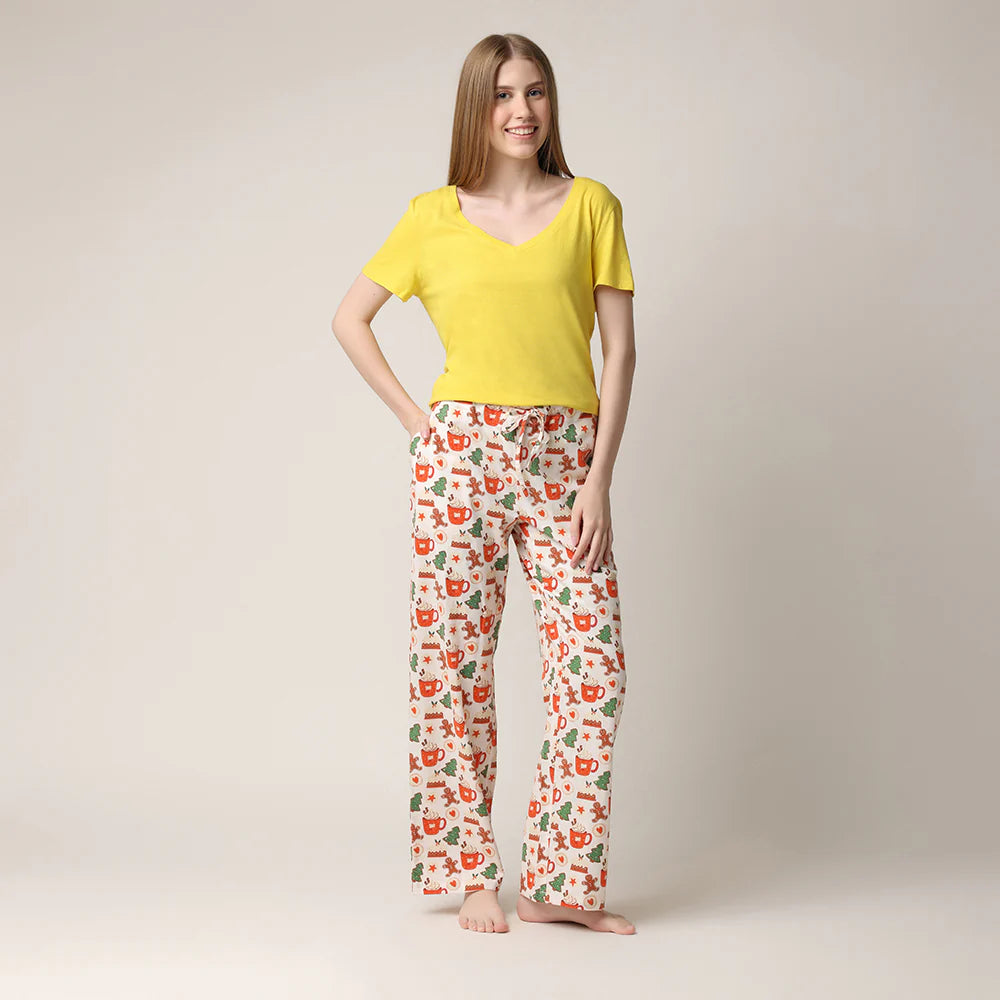 Pantalon de nuit à motifs festifs