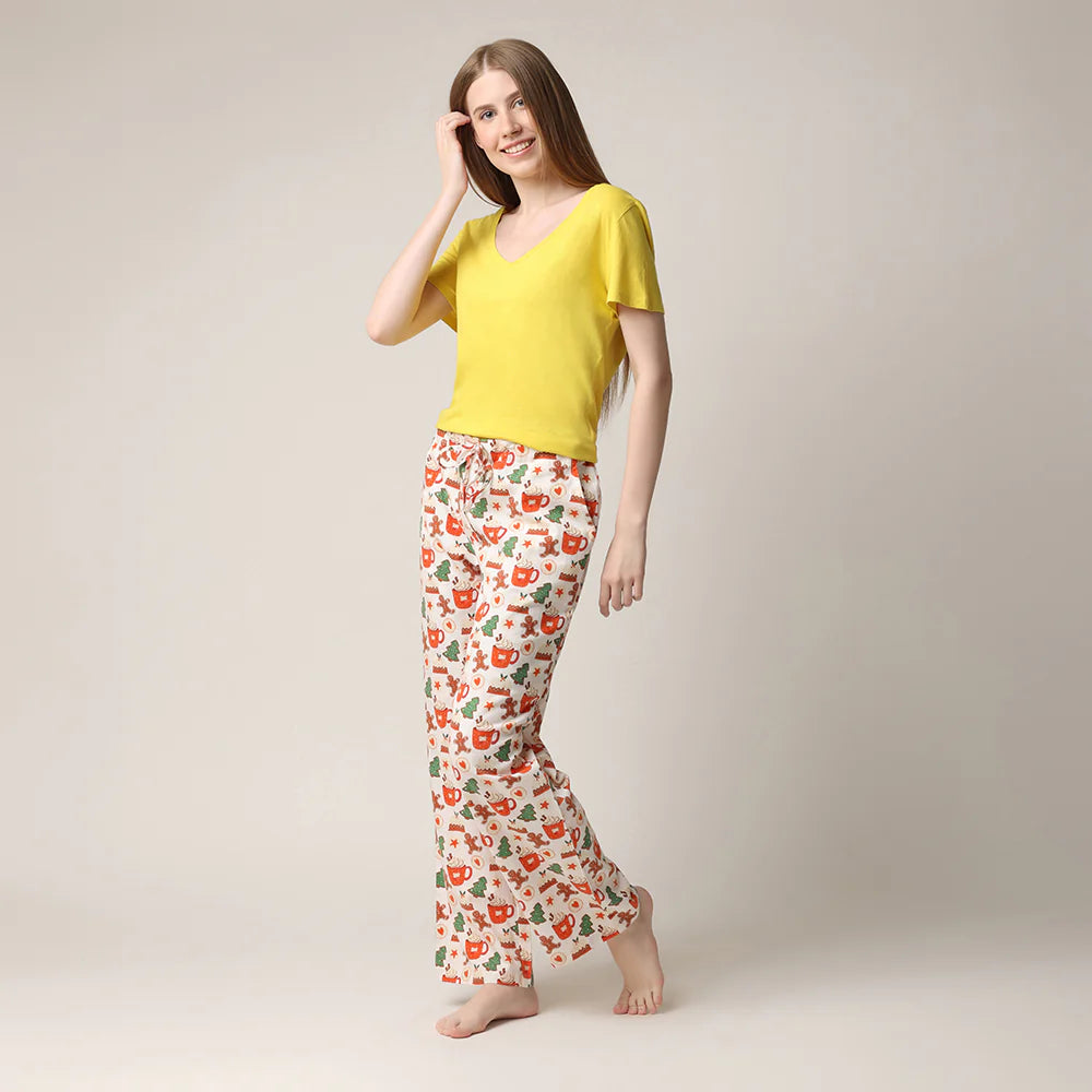 Pantalon de nuit à motifs festifs