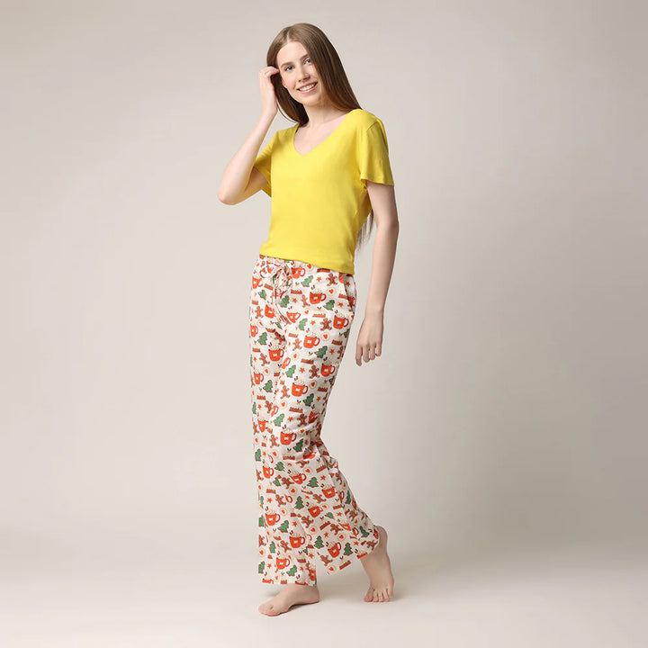 Pantalon de nuit à motifs festifs