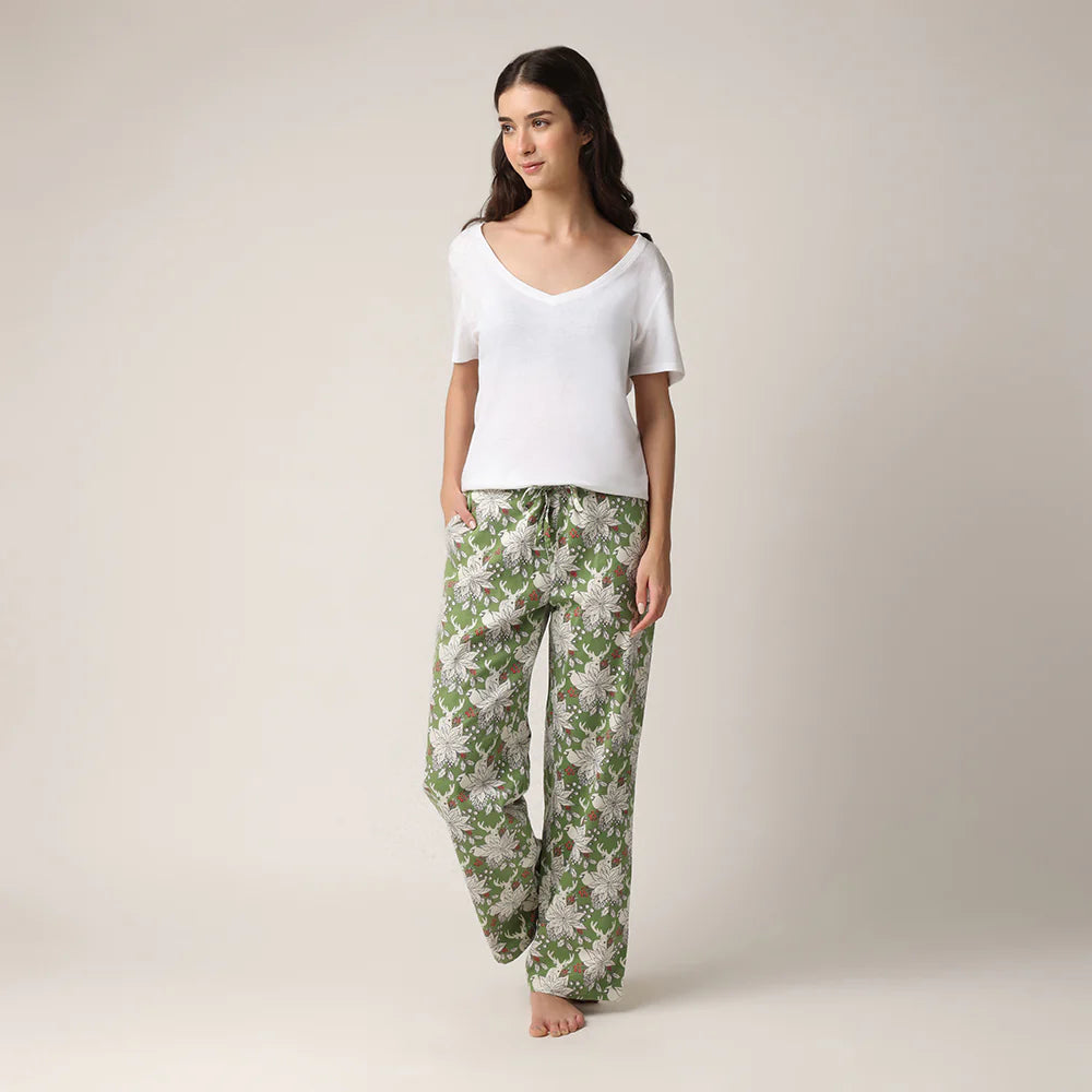 Pantalon de nuit à motifs hivernaux