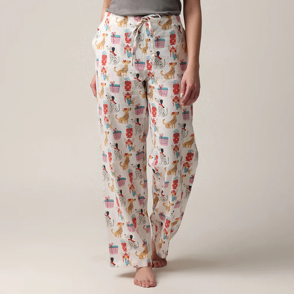 Pantalon de nuit avec imprimés de chiens