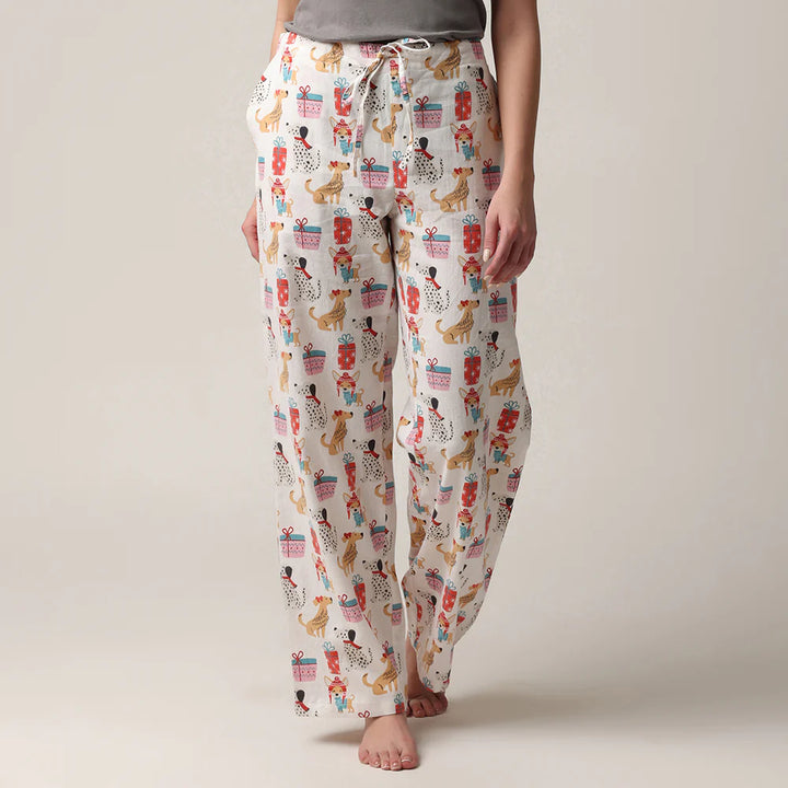 Pantalon de nuit avec imprimés de chiens