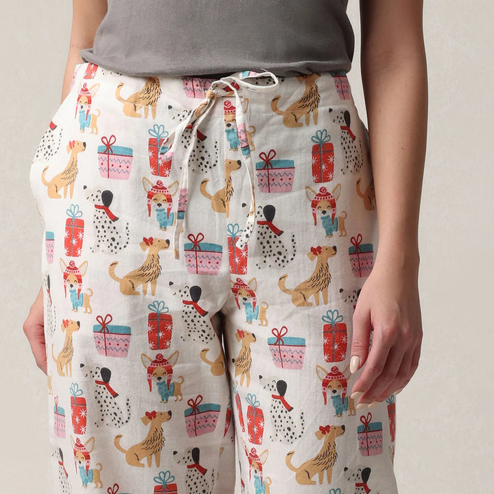 Pantalon de nuit avec imprimés de chiens