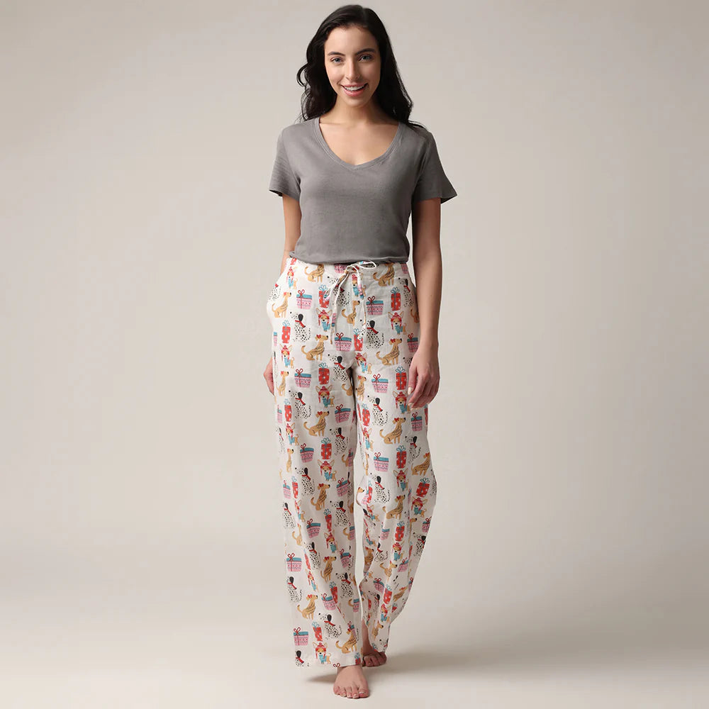 Pantalon de nuit avec imprimés de chiens