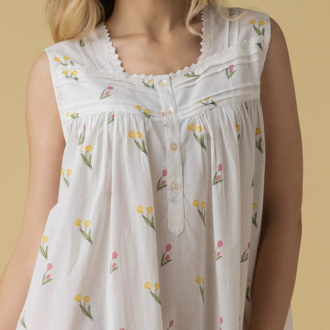 Robe de nuit - Courte et légère 100% coton à imprimé floral