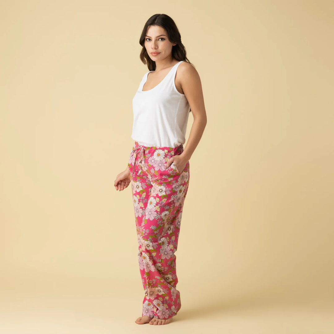 Pantalon de nuit - 100% coton léger avec sac de rangement assorti
