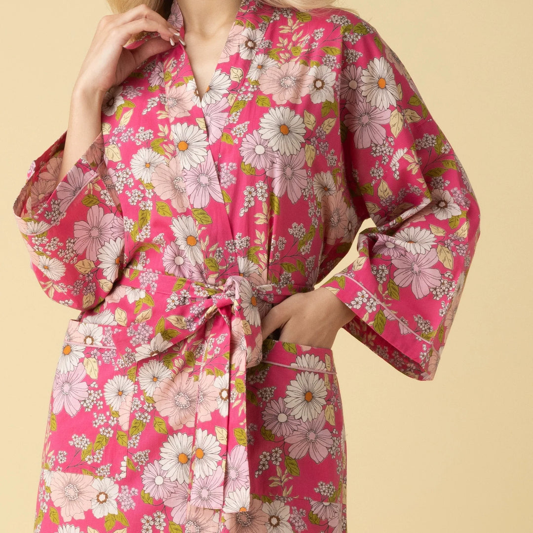 Peignoir de style kimono - En coton léger et à imprimé floral