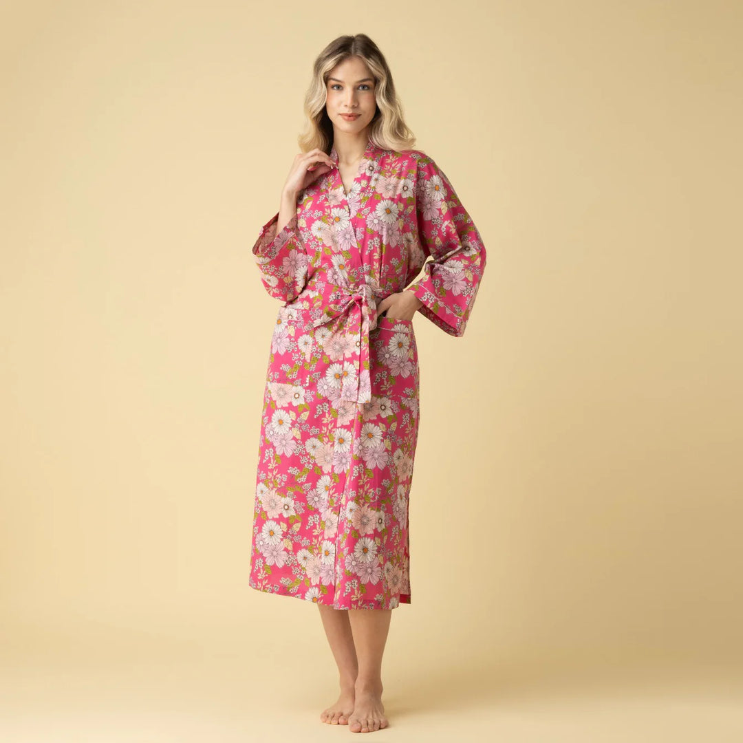 Peignoir de style kimono - En coton léger et à imprimé floral