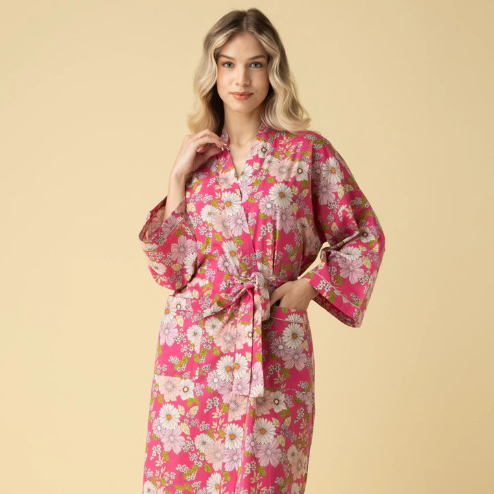 Peignoir de style kimono - En coton léger et à imprimé floral