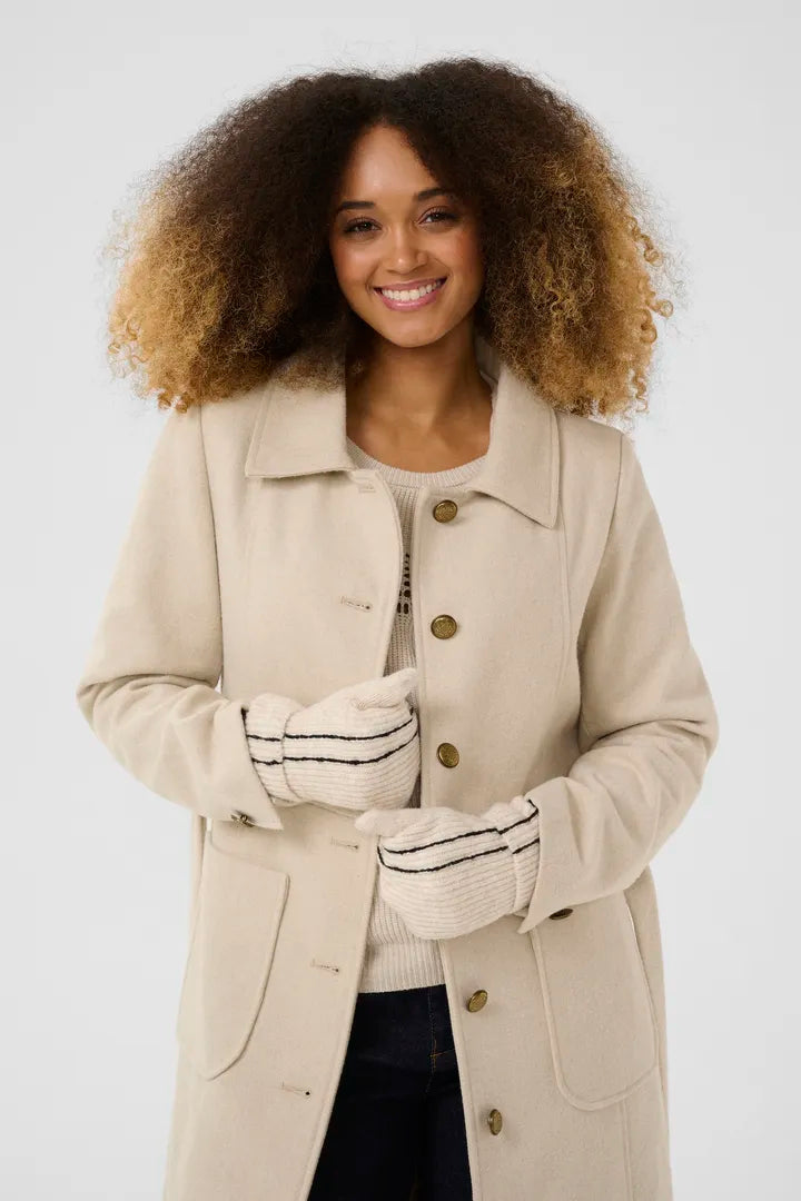 Mitaines en tricot ornées de deux lignes contrastées Taya