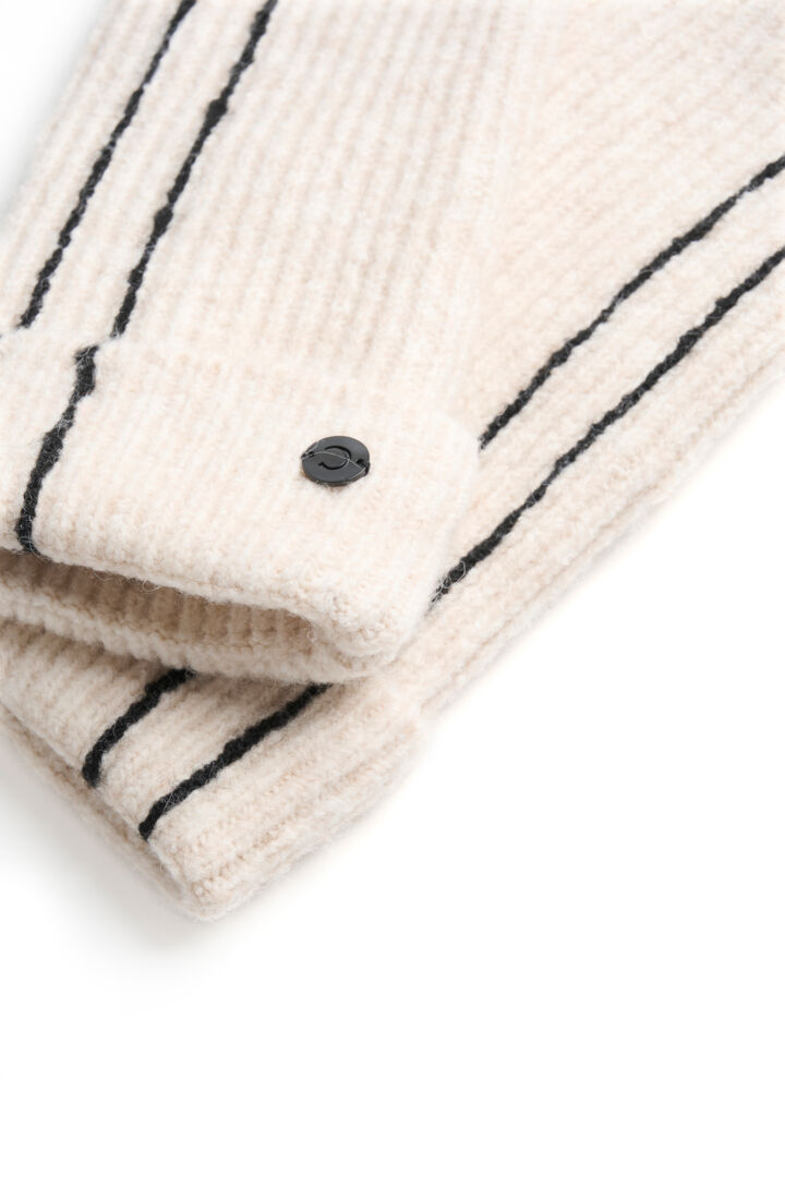 Mitaines en tricot ornées de deux lignes contrastées Taya