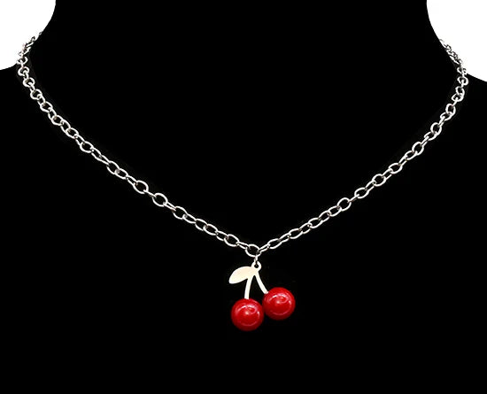 Collier chaîne pendentif avec cerises
