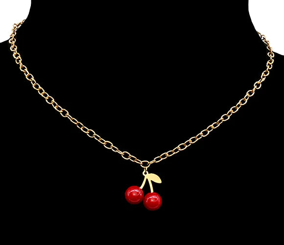 Collier chaîne pendentif avec cerises