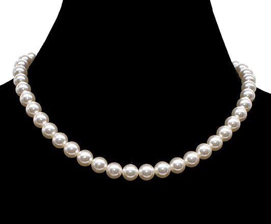 Collier de perles de verre 8mm – Blanc Ivoire