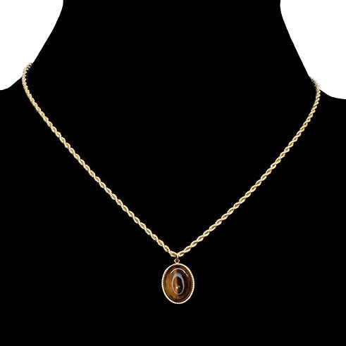 Tiger's Eye Pendant Necklace - Stainless Steel