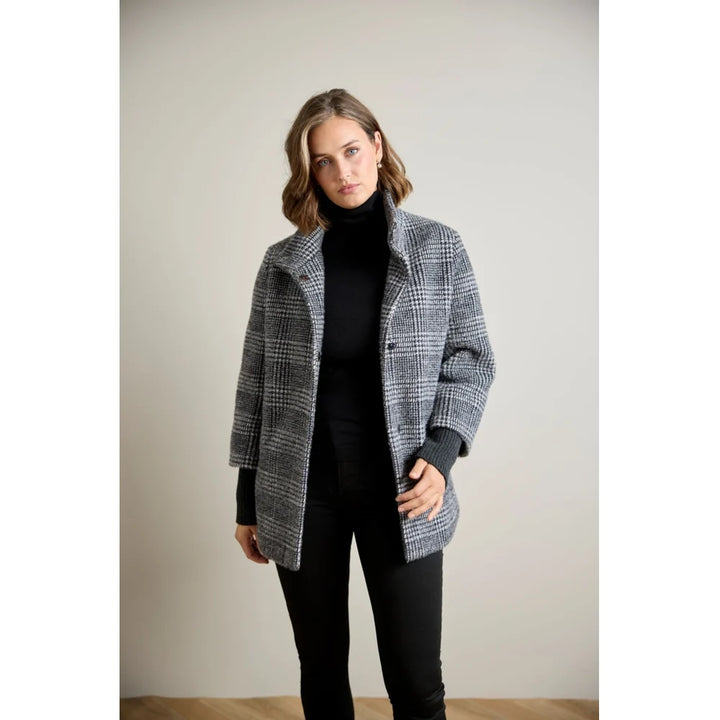 Manteau en laine avec col montant amovible - Chaud à coupe évasée et détails soignés