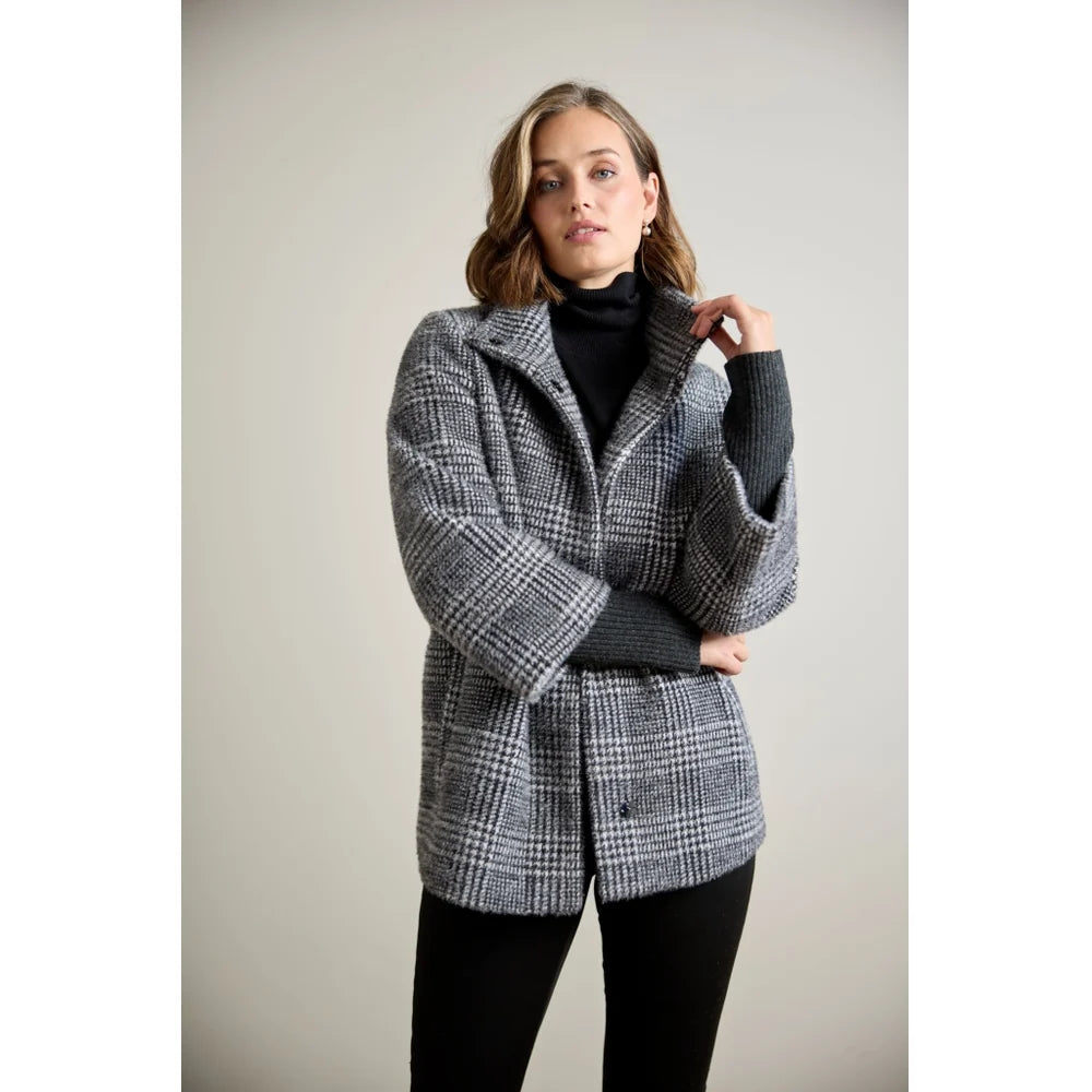 Manteau en laine avec col montant amovible - Chaud à coupe évasée et détails soignés