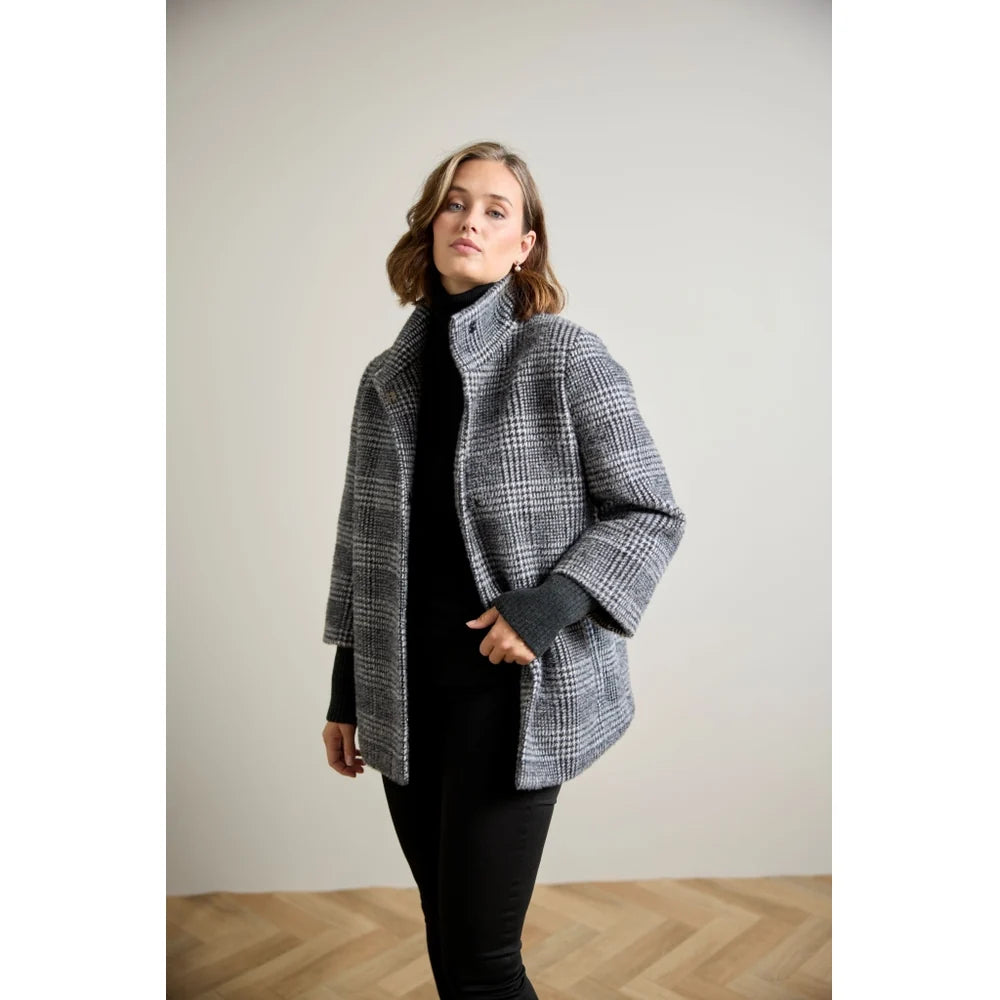 Manteau en laine avec col montant amovible - Chaud à coupe évasée et détails soignés