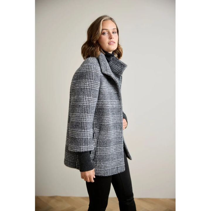 Manteau en laine avec col montant amovible - Chaud à coupe évasée et détails soignés