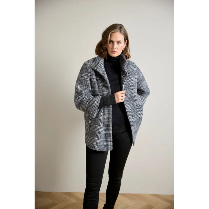 Manteau en laine avec col montant amovible - Chaud à coupe évasée et détails soignés