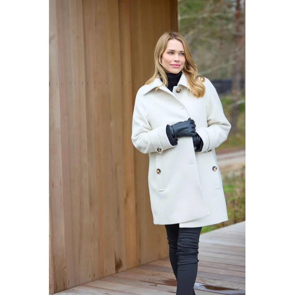 Manteau classique en laine avec isolation thermique - À col classique et détails raffinés