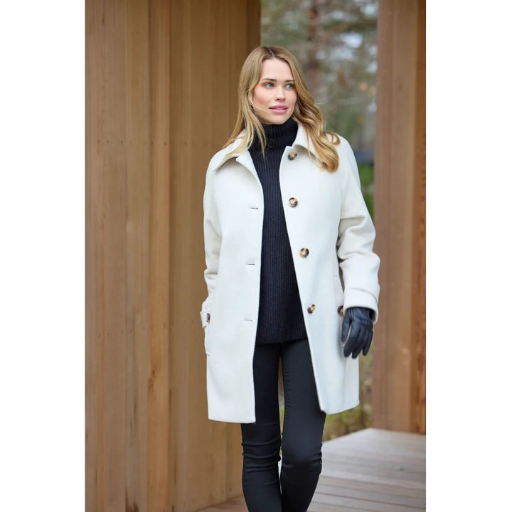 Manteau classique en laine avec isolation thermique - À col classique et détails raffinés