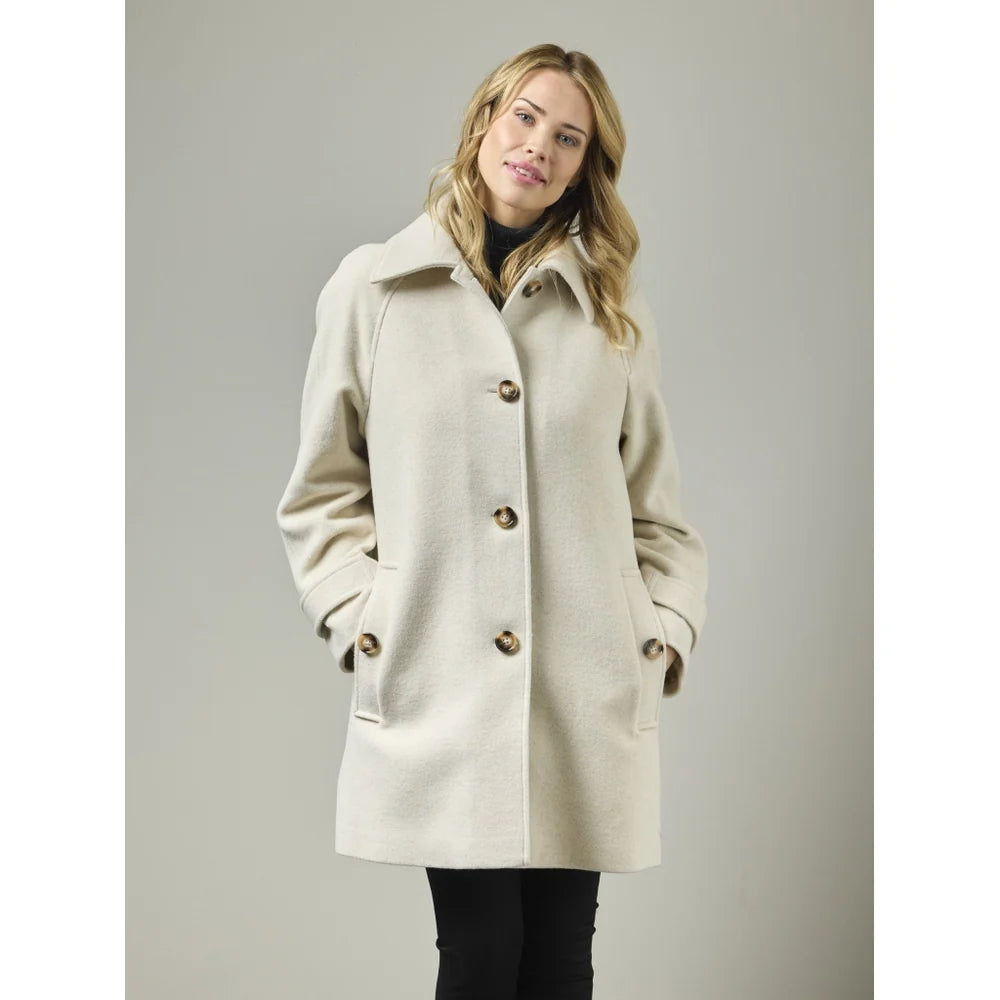 Manteau classique en laine avec isolation thermique - À col classique et détails raffinés