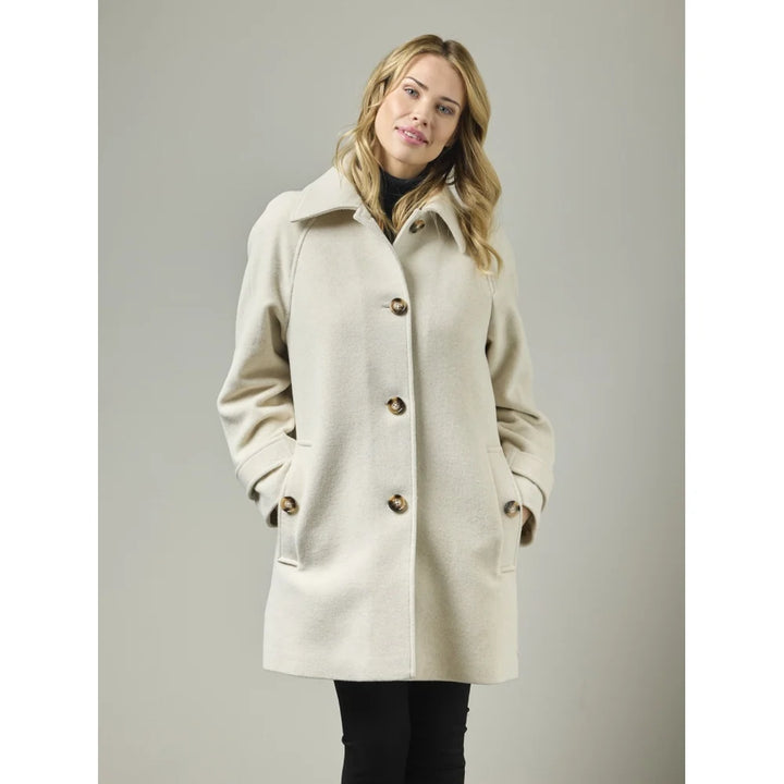 Manteau classique en laine avec isolation thermique - À col classique et détails raffinés