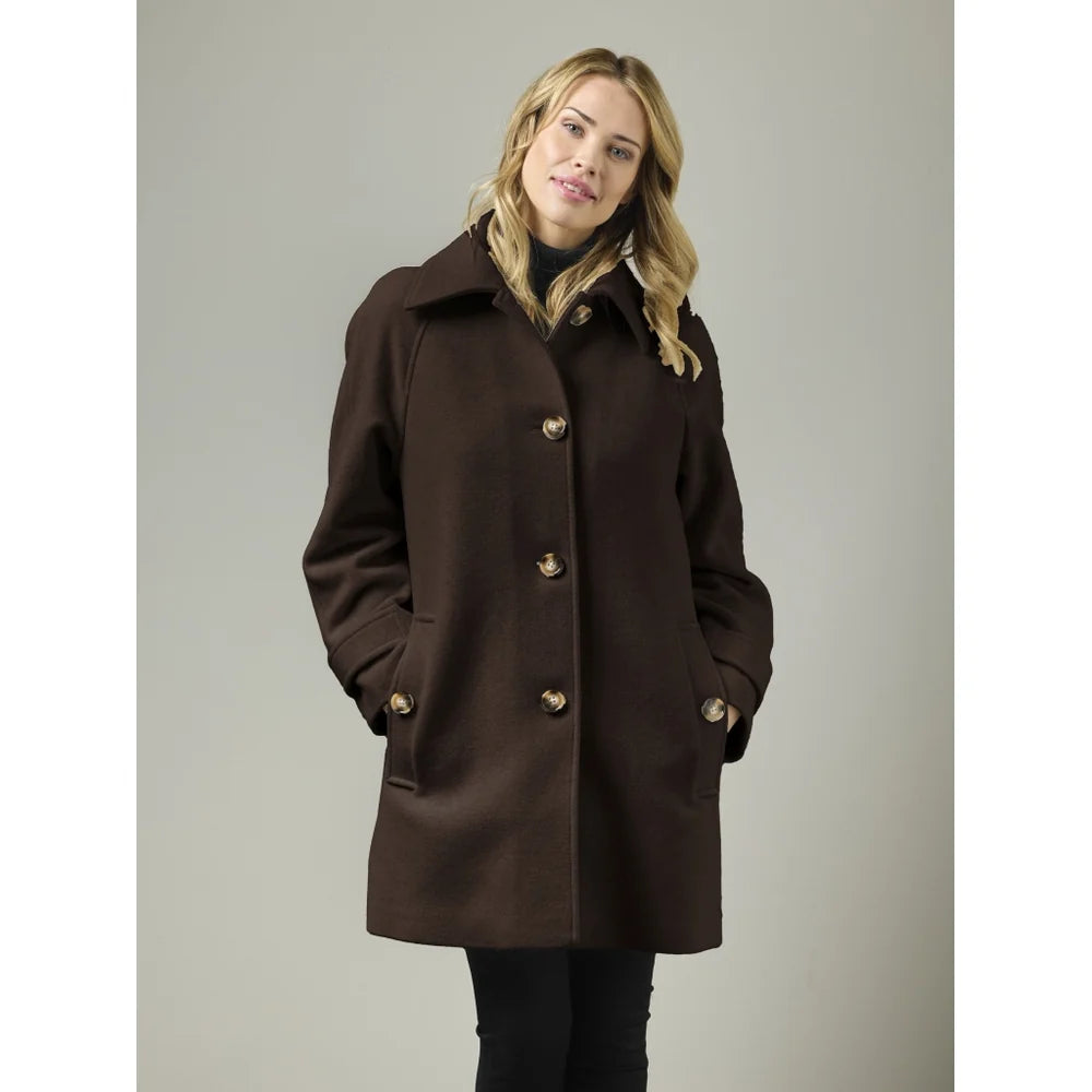 Manteau classique en laine avec isolation thermique - À col classique et détails raffinés