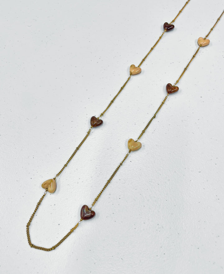 Collier cœurs bicolores