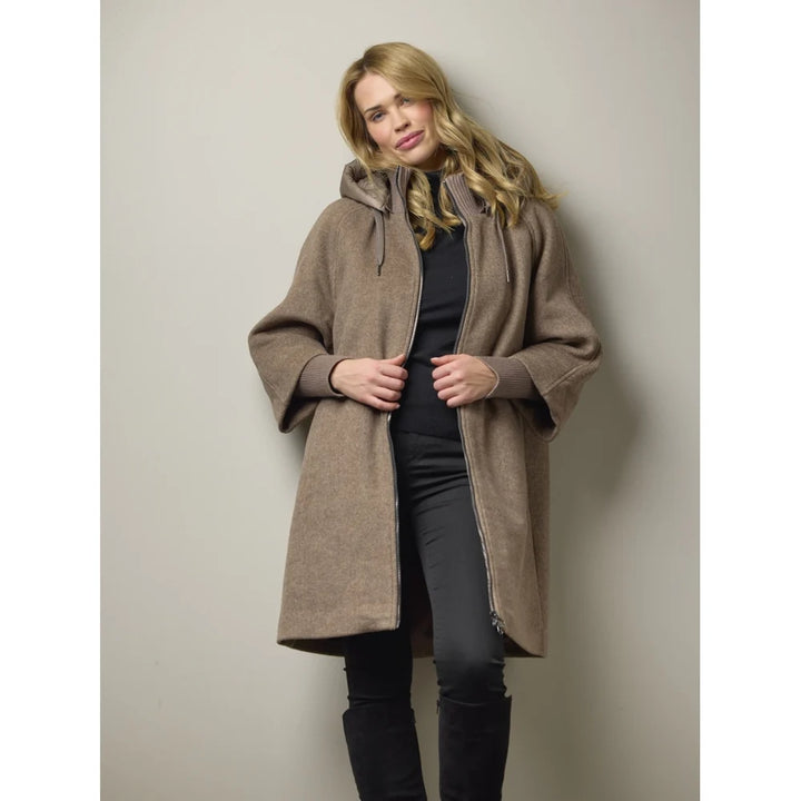 Manteau en laine avec capuche amovible - Silhouette droite et épurée