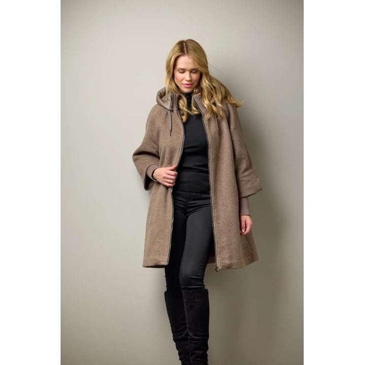 Manteau en laine avec capuche amovible - Silhouette droite et épurée