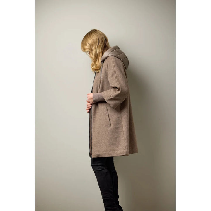 Manteau en laine avec capuche amovible - Silhouette droite et épurée