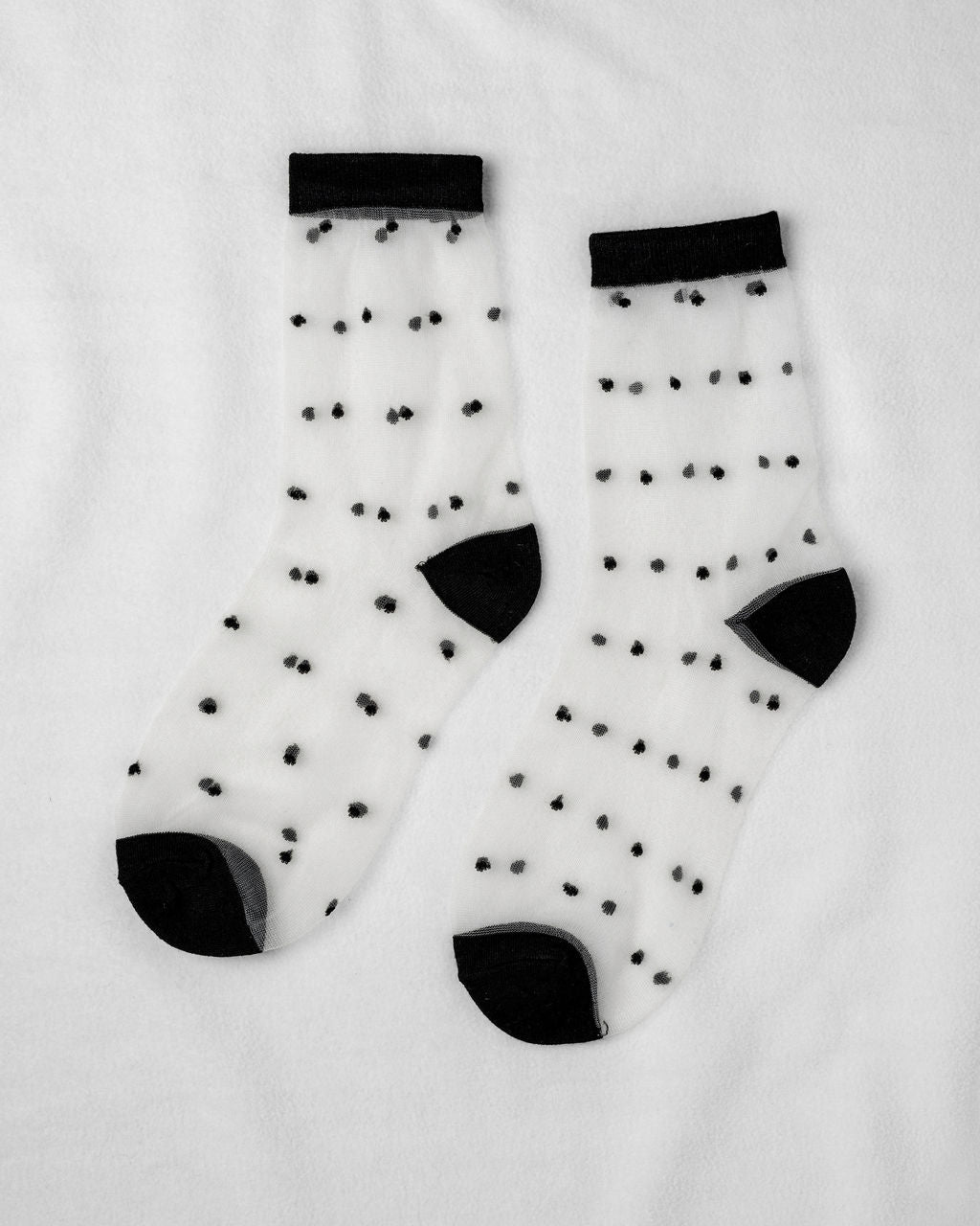 Chaussettes courtes transparentes avec motif pois