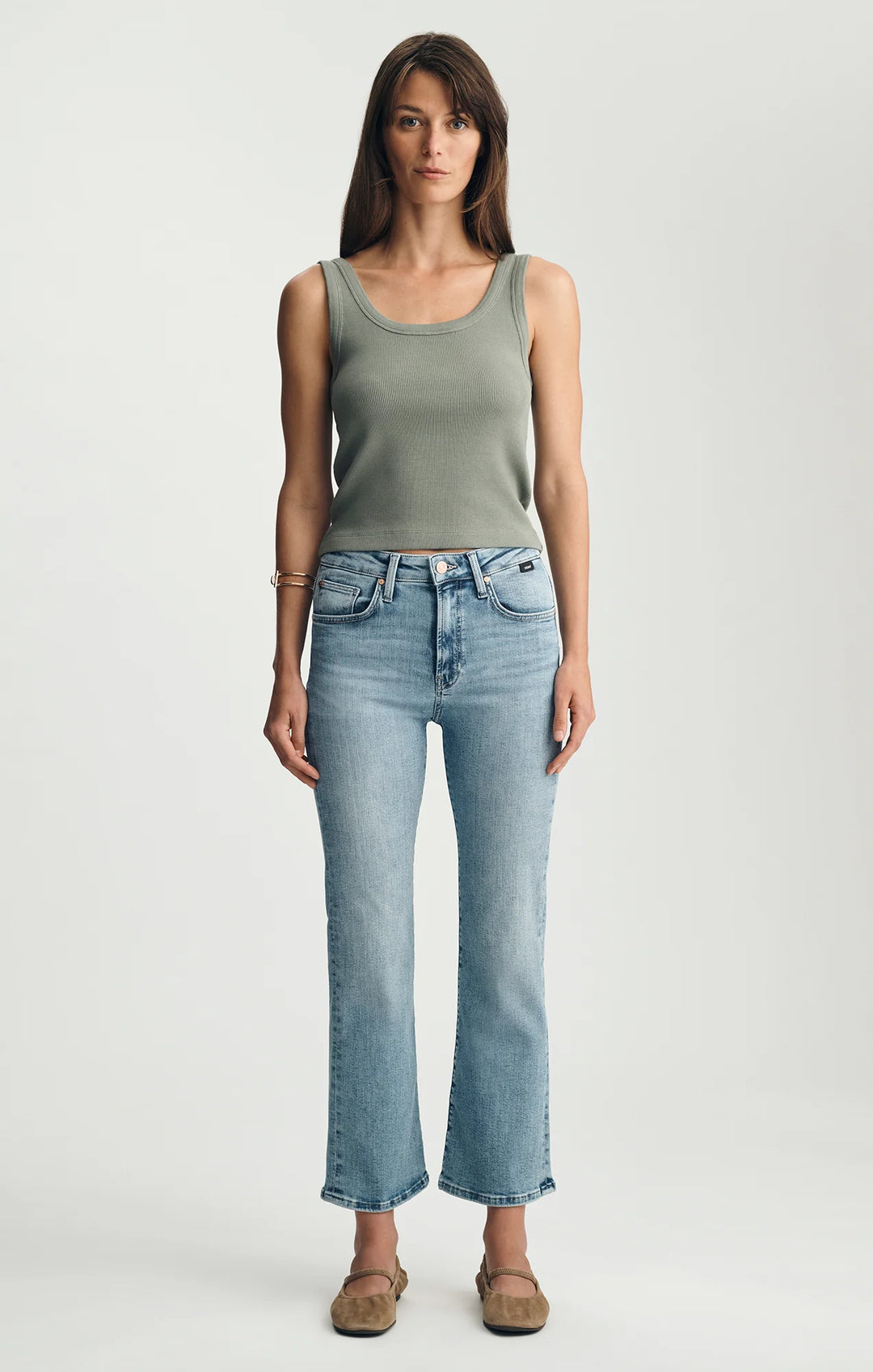 Jeans à coupe évasée courte Anika - Mélange de denim stretch