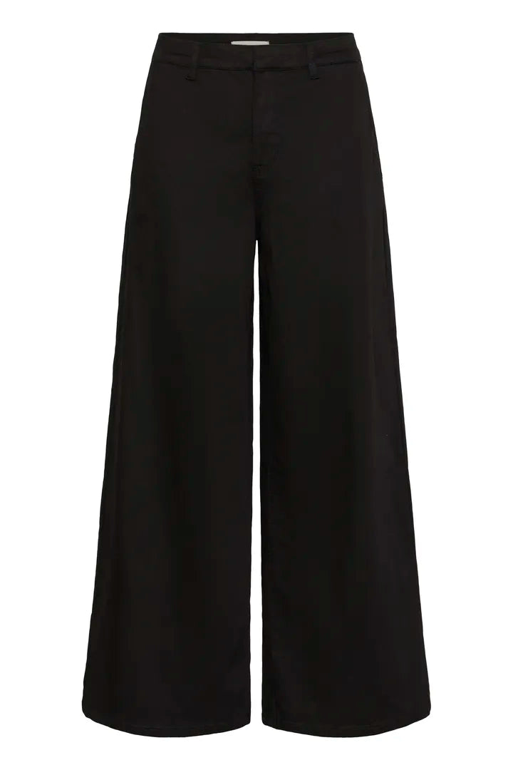 Pantalon minimaliste à jambe large, coloris noir profond Visti