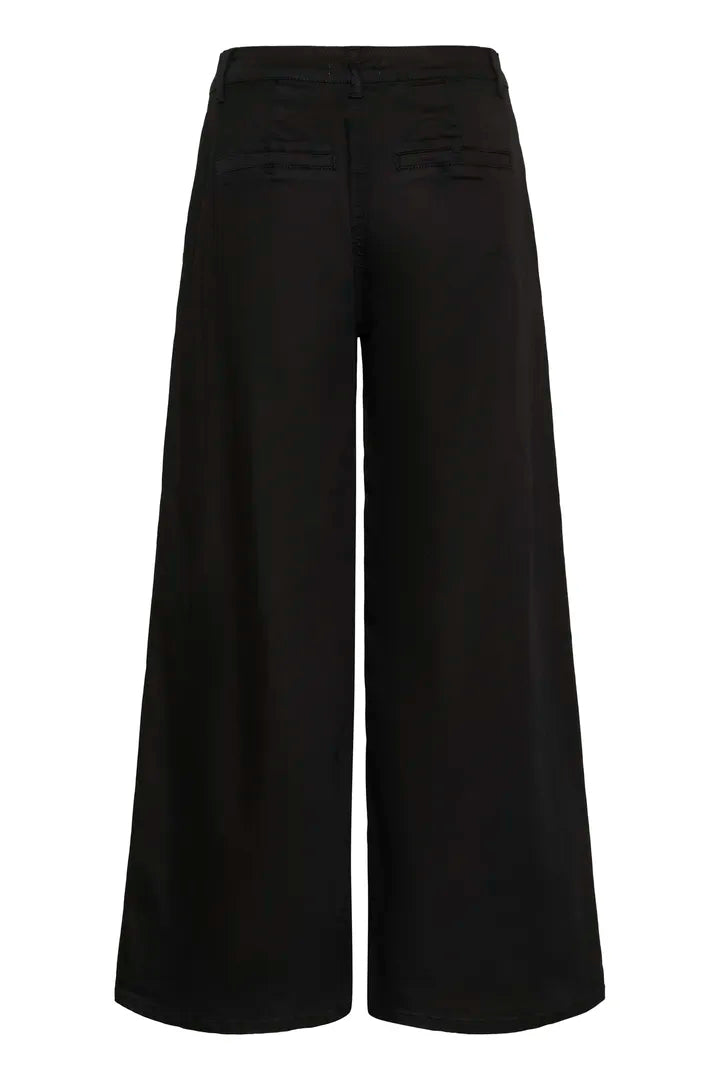 Pantalon minimaliste à jambe large, coloris noir profond Visti