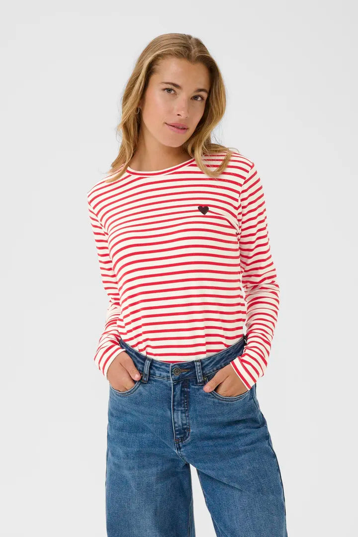 Pull à rayures et broderie de coeur Liddy