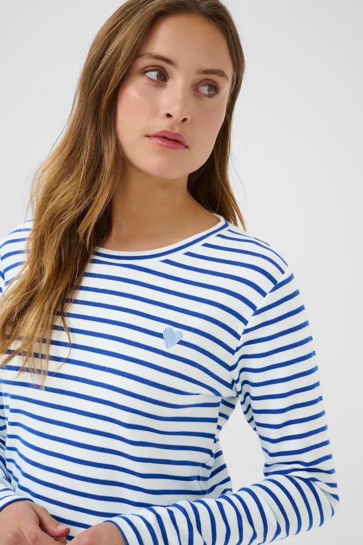 Pull à rayures et broderie de coeur Liddy