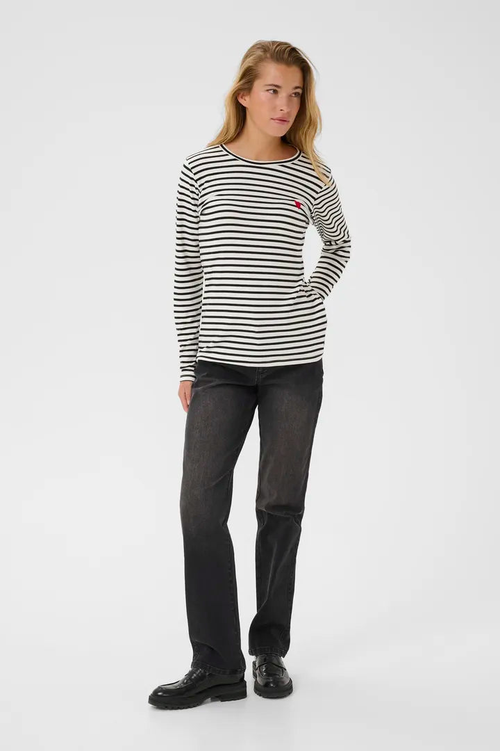 Pull à rayures et broderie de coeur Liddy