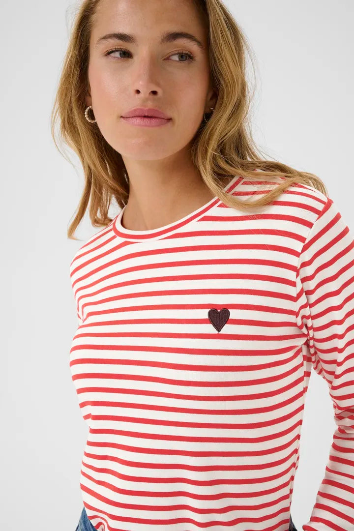 Pull à rayures et broderie de coeur Liddy